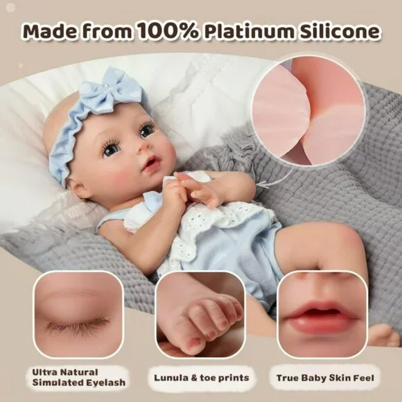 Lifelike Reborn Baby Dolls Girl Terry - 12 Inch Silicone Full Body Realistic - Picture 7 of 7